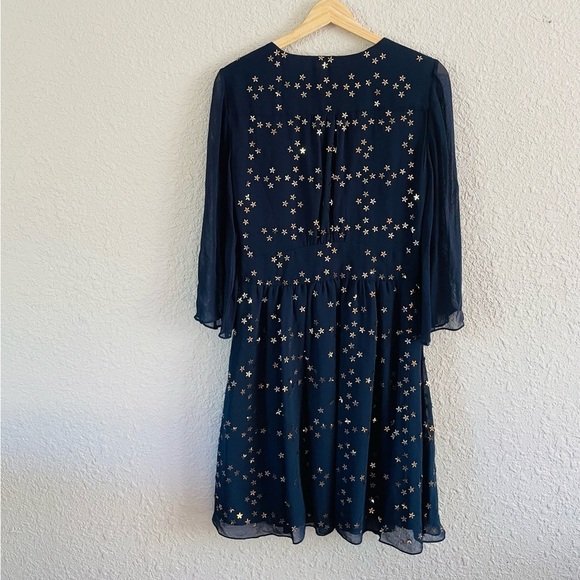 French Connection Navy Star Sequin Long Sleeve Sheer Dress - Picture 5 of 16